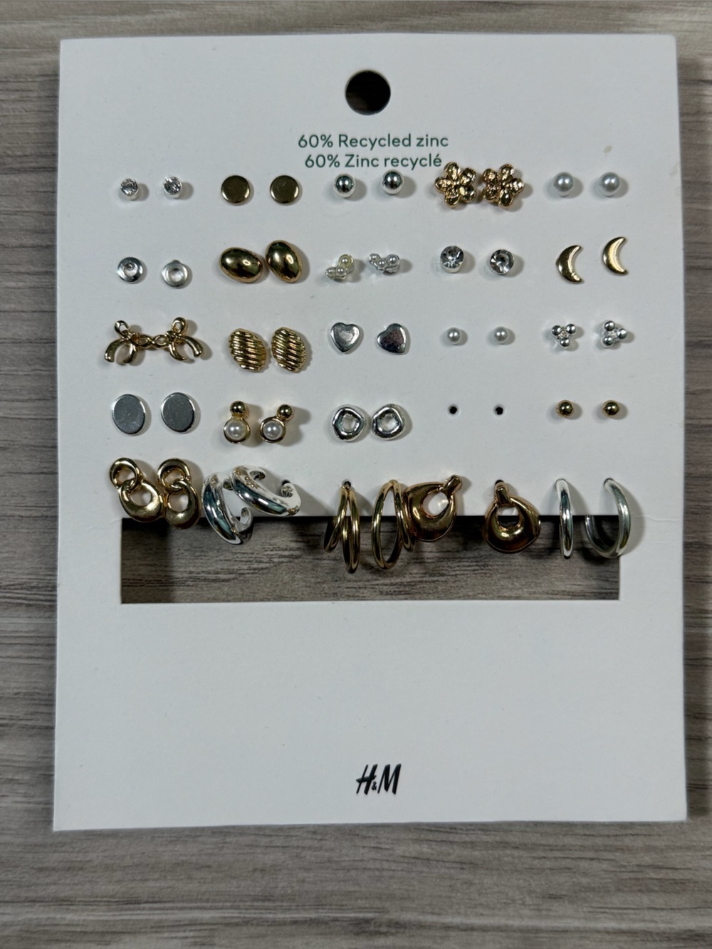 H&M Mixed Gold and Silver Stud & Hoop Earring 24 Sets